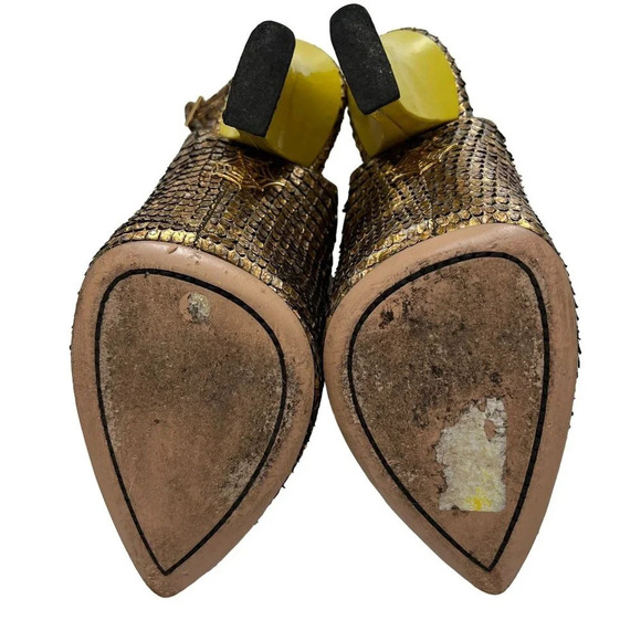 Charlotte Olympia Bronze Python Slingback Neon Heels - Picture 5 of 10